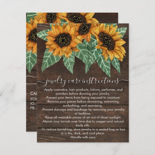 ひまわり素朴木水カラージュエリーカー気にド ノートカード (正面/裏面)