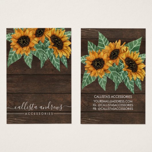 ひまわり素朴木製の水の色のイヤリングディスプレイ (正面&裏面)