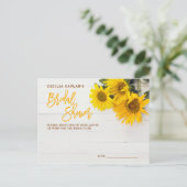 ひまわり素朴木製ブライダルシャワーアドバイスカード インビテーションポストカード (スタンド正面)