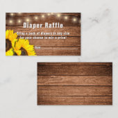 ひまわり素朴木製ベビーシャワーおむつラッフル エンクロージャーカード (正面/裏面)