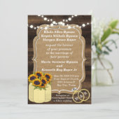 ひまわり素朴木製ライト結婚式招待状 招待状 (スタンド正面)