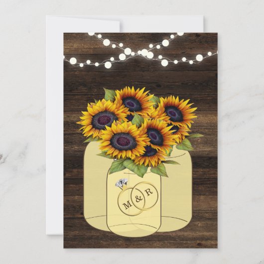 ひまわり素朴木製ライト結婚式招待状 招待状 (裏面)