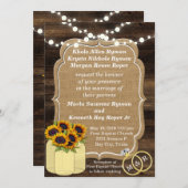 ひまわり素朴木製ライト結婚式招待状 招待状 (正面/裏面)