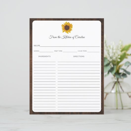 ひまわり素朴木製レシピカードバインダーインサート (スタンド正面)