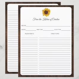 ひまわり素朴木製レシピカードバインダーインサート