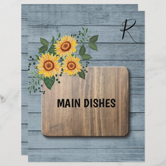 ひまわり素朴木製レシピ整理機 (正面/裏面)