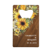 ひまわり素朴木製結婚式の引き出物 クレジットカード栓抜き (正面)