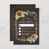 ひまわり素朴水彩ウェディングRSVPカード 出欠カード (正面/裏面)