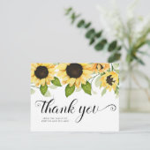 ひまわり素朴水彩フローラ悔やみや弔慰 サンキューカード (スタンド正面)