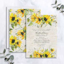 ひまわり素朴水彩フローラ樺の木葬儀 招待状