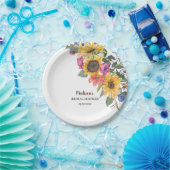 ひまわり素朴水彩ブライダルシャワー ペーパープレート (パーティー)