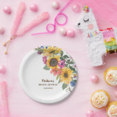 ひまわり素朴水彩ブライダルシャワー ペーパープレート (パーティー)