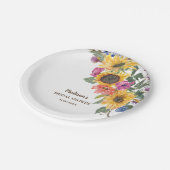 ひまわり素朴水彩ブライダルシャワー ペーパープレート (アングル)
