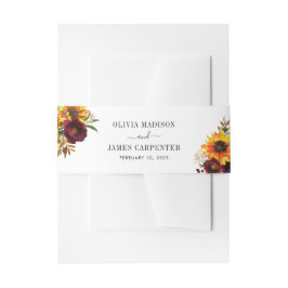 ひまわり素朴水彩ブルゴーニュ赤フローラ 招待状ベリーバンド