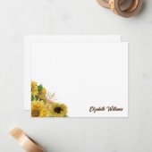 ひまわり素朴水彩画タイポグラフィ ノートカード (正面/裏面インサイチュ)