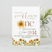 ひまわり素朴水彩誕生日招待状 招待状 (スタンド正面)