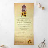 ひまわり素朴油ランタン全結婚体 三つ折り招待状 (内部)