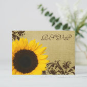 ひまわり素朴渦巻き旋回ウェディングRSVP応答カード 出欠カード (スタンド正面)