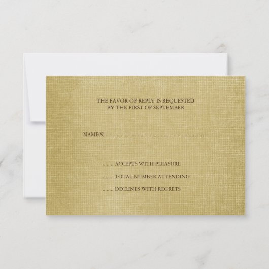 ひまわり素朴渦巻き旋回ウェディングRSVP応答カード 出欠カード (裏面)