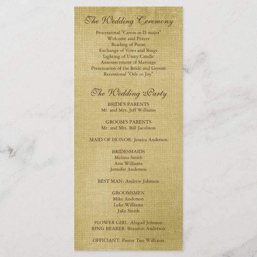 ひまわり素朴渦巻き結婚式 プログラム (裏面)