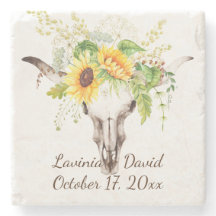 ひまわり素朴牛スカルホルンブーケモノグラム