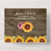 ひまわり素朴牡丹オールインワンウェディング招待 オールインワン招待状 (裏面)