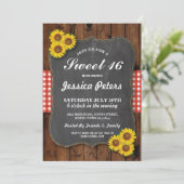 ひまわり素朴甘い16パーティーチョークウッド招待状 招待状 (スタンド正面)