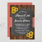 ひまわり素朴甘い16パーティーチョークウッド招待状 招待状 (正面/裏面)