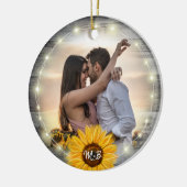 ひまわり素朴私たちの初めてのクリスマス写真 セラミックオーナメント (左)