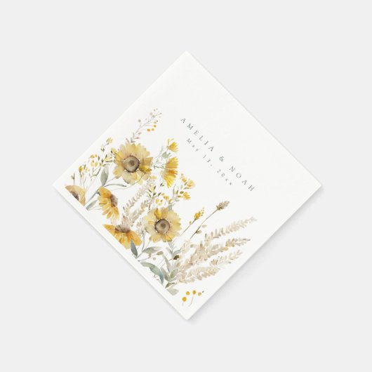 ひまわり素朴秋の結婚式カクテルナプキンス スタンダードカクテルナプキン (角)