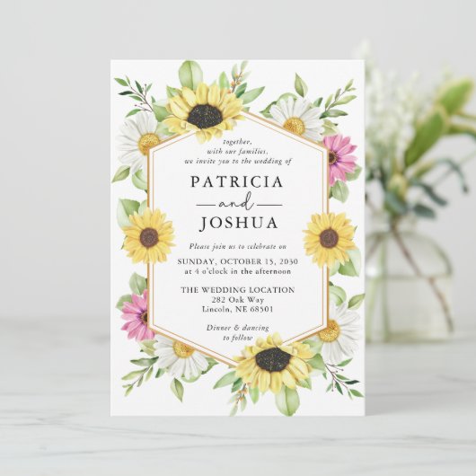 ひまわり素朴秋の結婚式招待状秋 招待状 (スタンド正面)