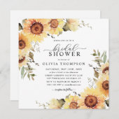 ひまわり素朴秋フローラボホブライダルシャワー 招待状 (正面/裏面)