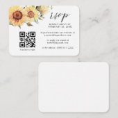 ひまわり素朴秋フローラQRコードウェディングRSVP エンクロージャーカード (正面/裏面)