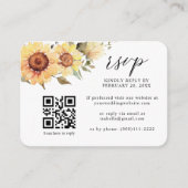 ひまわり素朴秋フローラQRコードウェディングRSVP エンクロージャーカード (正面)