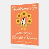 ひまわり素朴秋ブライダルシャワーへようこそ アクリルサイン (傾斜)