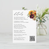 ひまわり素朴秋ブルゴーニュの結婚詳細 エンクロージャーカード (スタンド正面)