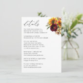 ひまわり素朴秋ブルゴーニュの結婚詳細 エンクロージャーカード (スタンド正面)