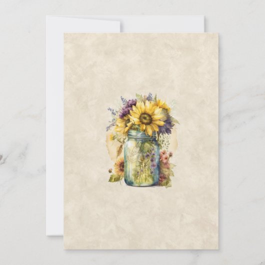 ひまわり素朴秋メイスンジャー結婚式招待状 招待状 (裏面)