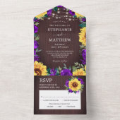 ひまわり素朴紫バラライト結婚ズ オールインワン招待状 (内側)