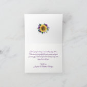 ひまわり素朴紫色のフローララ結婚イト サンキューカード (内部)