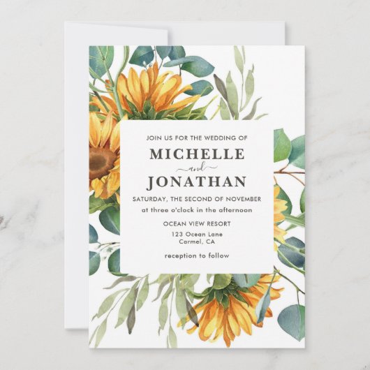 ひまわり素朴結婚式招待状紅葉 招待状 (正面)