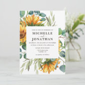 ひまわり素朴結婚式招待状紅葉 招待状 (スタンド正面)