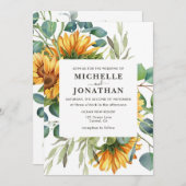 ひまわり素朴結婚式招待状紅葉 招待状 (正面/裏面)