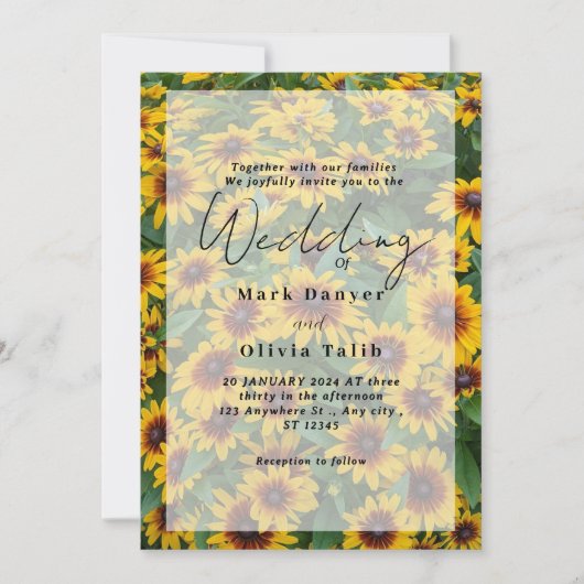 ひまわり素朴結婚式招待状 招待状 (正面)