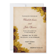 ひまわり素朴結婚式招待状
