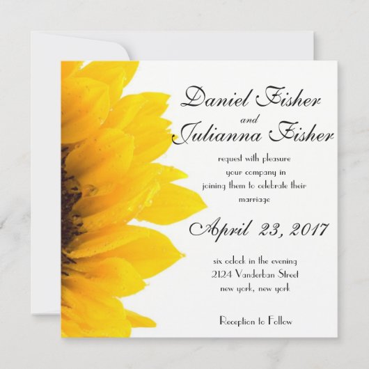 ひまわり素朴結婚式招待状 招待状 (正面)