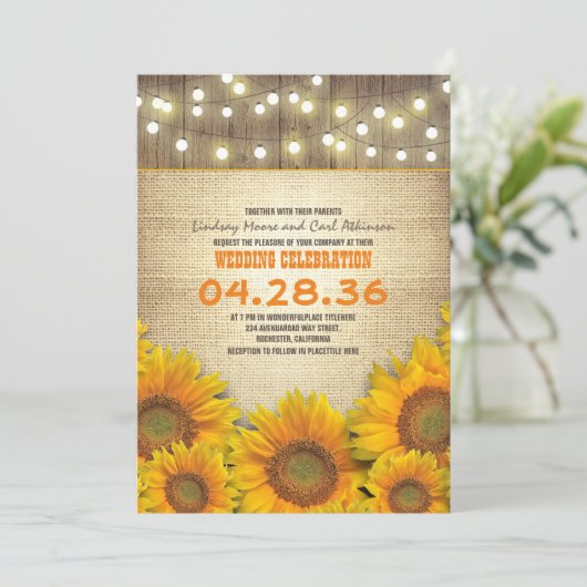 ひまわり素朴結婚式招待状 招待状 (スタンド正面)