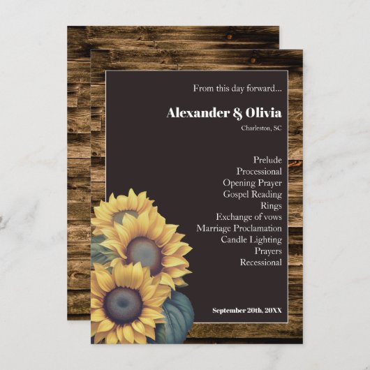 ひまわり素朴結婚式 プログラム (正面/裏面)