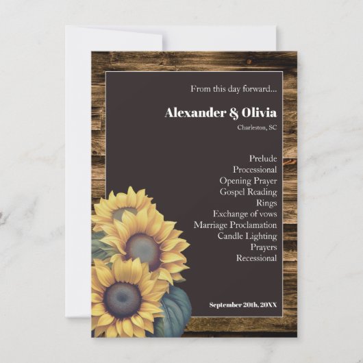 ひまわり素朴結婚式 プログラム (正面)
