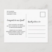 ひまわり素朴色の黒と金ゴールドの写真卒業 案内ポストカード (裏面)